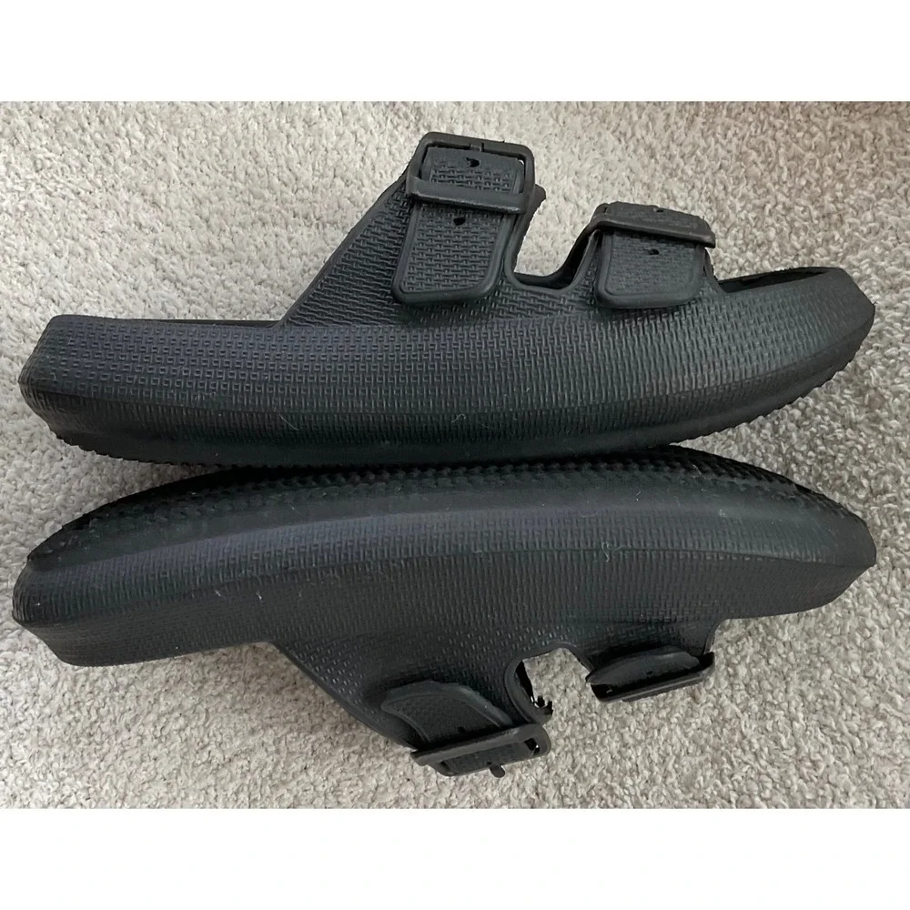 Kids Black Double Buckle Slides Sandals Beach Pool Comfort Slides Size 36-37‎